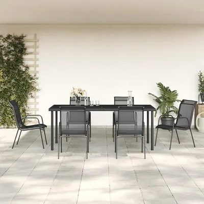 Produktbild von Gartenmöbel Set 6 Stühle Mit Tisch Alu,Garten Essgruppe 6 Personen,Garten Tisch Und Stuhl Set,Gartentisch Mit 6 Stühlen Set,Sitzgruppe Garten Essgruppe Gartenmöbel 190 cm Tischlänge