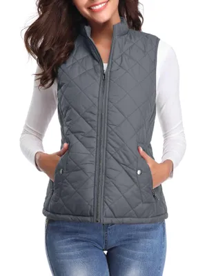 Productafbeelding van fuinloth Dames Vest, Herfst Lichte Quiltvest, Mouwloos, Korte Vest, Gilet