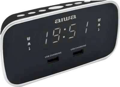 Imagen del producto de Aiwa CRU-19BK, Despertador digital, Rectangular, , Formato de 12 horas, Radio FM, 87,5 - 108 MHz