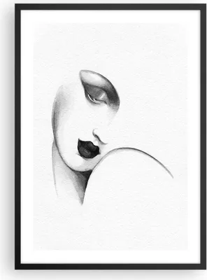 Produktbild von Gerahmtes Poster - Schwarzer Rahmen - Porträt Frau Skizze - 50x70 cm - Wand Bild - Wanddeko - Wandbilder - Kunstposter - Wandposter - Bilderrahmen - Bilder - Kunstdruck - P2BPA50x70-4475