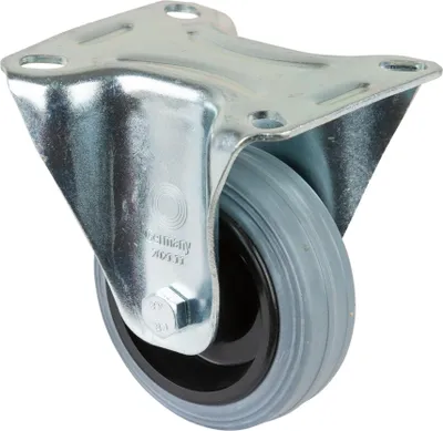 Produktbild von BS Rollen BS Transportrolle L410, Bockrolle, Rad-Ø 80 mm, Tragkr. 50 kg, Rollenlager, Lauffl. Gummi grau, Radk. Kunststoff