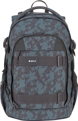 A backpack with a camouflage pattern.
