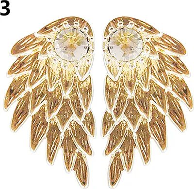 Produktbild von 1 Paar Damen-Ohrstecker, modisch, Weihnachtsgeschenk, Engelsflügel, Strass-Intarsien-Gold