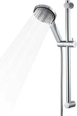 Produktbild von Unyqoos® Verstellbare Duschstange 60 cm mit Handbrause (6 Strahlarten), 1,6 m Edelstahlschlauch, Chrom Duschset