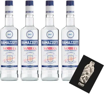 Produktbild von Ramazzotti 4er Set Sambuca 4x 0,7L (38% Vol) Sambuca Likör Liqueur Milano Italy- [Enthält Sulfite]
