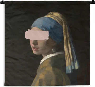 Produktbild von MuchoWow® Wandteppich Wandbehang Mädchen mit Perlenohrring - Vermeer - Kunst 150x150 cm Tapisserie Dekoration Wandtuch - Wohnaccessoires - Modernes