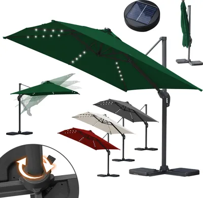 Produktbild von Aopunly Sonnenschirm Ampelschirm Ø3m drehbar,neigbar,360° Rotation,Marktschirm,LED,Grün