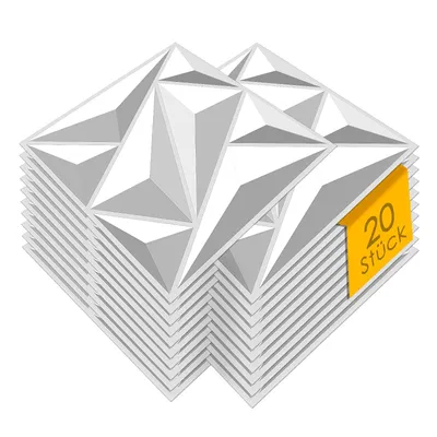 Produktbild von 20 Stück 3D Deckenpaneele & Wandpaneele Weiß | Deckenverkleidung | Dekorative Paneele für Wohnzimmer, Schlafzimmer | 30x30 cm | 1.8 m²