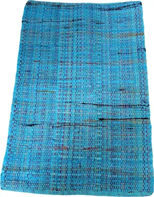 Produktbild von Rechteckiger Teppich aus natürlicher Jute handgewebt 60x90 cm Blau