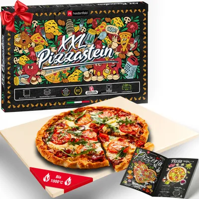 Produktbild von Heidenfeld Pizzastein 46,5 x 35,5 x 1,5 cm | Cordierit - Rechteckig - Für Backofen oder Grill - Zubehör Pizza Backen