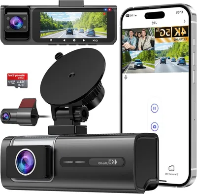 Obrázok produktu pre Autokamera – Dashcam do auta – Záznam dopravných incidentov – 3 kanály, záznam v rozlíšení 4K – 3,1-palcový displej – Čierna