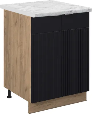 Produktbild von Küchenunterschrank Vicco Fame-Line Schwarz gestreift 60 cm , AP Marmor, Model 50759