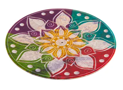 Immagine prodotto di Portaincenso - Mandala colorato rotondo in pietra ollare