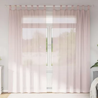 Produktbild von Möbel Voile Vorhänge mit Stangentaschen 2 Stk. Hellrosa - Gardinen & Vorhänge &57239