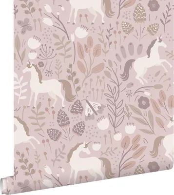 Produktbild von ESTAhome Tapete Einhörner Mauve-Violett 53 cm x 10.05 m