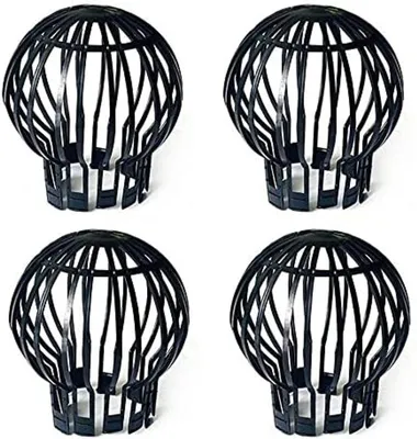 Produktbild von PolkaHome® 4-teiliges Set Regenfallrohr-Schutzgitter für Dachrinnen – Blattfanggitter, 15 x 15 x 5 cm, Schwarz
