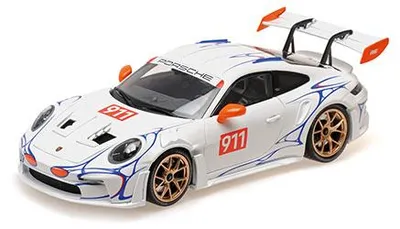 Image de Minichamps 1:18 PORSCHE 911 (992) GT3RS – 2023 – BLANC/ORANGE