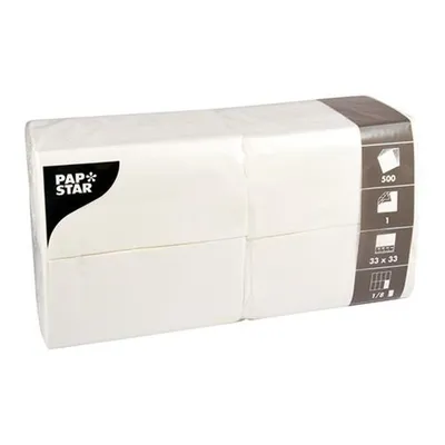 Produktbild von Papstar Servietten, 1-lagig 1/8-Falz 33 cm x 33 cm weiß, 10 x 500 Stück