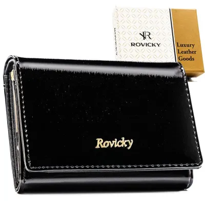 Obrázok produktu pre Rovicky dámska peňaženka z lakovanej kože čierna RFID 12,5 cm