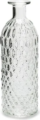 Produktbild von 12 Vintage Glasvasen & Dekoflaschen, H 26 cm Ø 9 cm, Tischdeko mit schimmernder Glasmusterung für Hochzeiten & Feiern