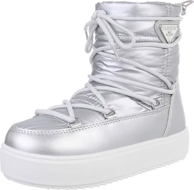 Produktbild von Ital-Design Mädchen Stiefeletten Warm gefüttert Strickoptik, Lederoptik  87531948 Silber Gr.  31