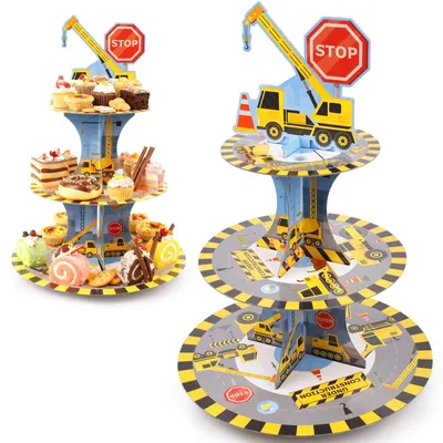 3-stöckiger Cupcake-Ständer aus Karton, Architektur-Motiv, 45 cm