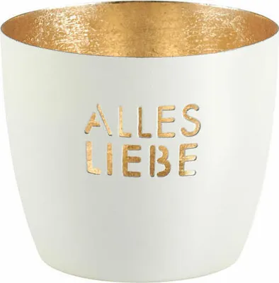 Immagine prodotto di Compagnia del Regalo Lanterna Madras Alles Liebe M, portacandele, ferro, bianco/oro, h 8,5 cm, 1121404001