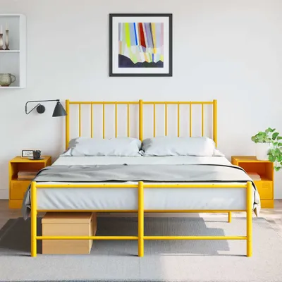 Image de vidaXL Tables de nuit 2 pcs jaune moutarde 34,5x39x44 cm acier