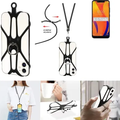 Produktbild von K-S-Trade 3in1 Handykette Handyband Handykordel Halsband Smartphone-Ring Handy-Ring kompatibel mit Vsmart Joy 1+ Fingerhalterung Handyring