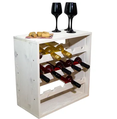 Produktbild von Kistenkolli Altes Land Flaschenregal für 15 Flaschen in Natur Weinschrank Weinständer Weinregal bodenstehend stabil auch für Gastronomie (Weiß)