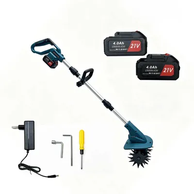 Image de Zimilo, motoculteur électrique sans fil 21V, équipé d'un moteur sans balais de 800W, avec une batterie de 4,0Ah. Largeur de travail : 22 cm, profondeur de travail : 17 cm. Idéal pour le jardin et les parterres