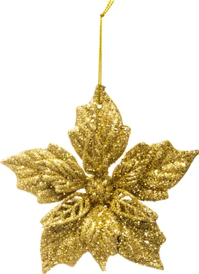 Produktbild von Glitzernder Weihnachtsstern-Aufhänger Christbaumschmuck goldfarben 12 cm -