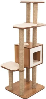Image de Arbre à chat Vesper High Base XL, noyerArbre à chat avec 5 niveaux, aussi pour les grands chats