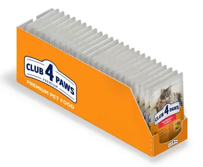 Produktbild von Club 4 Paws Katzen-Nassfutter gegen Haarballen, 24x80 g