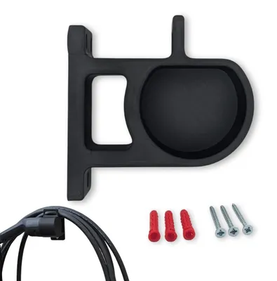 Produktbild von Wandhalterung Typ-2-Ladekabel Wandhalter Ladekabelhalter - Seitlicher Anschluss - Wetterfest - Schwarz - Für Garage und Carport