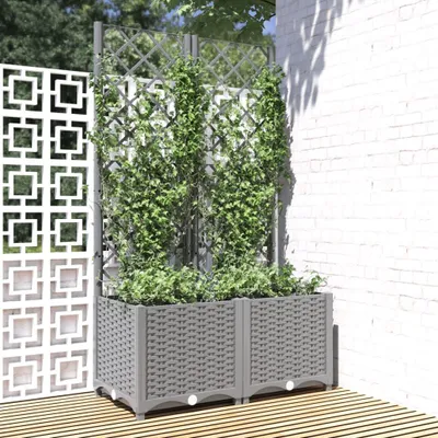 Zdjęcie produktu dla vidaXL Sadzarka z kratką Jasnoszara 80x40x136 cm PP