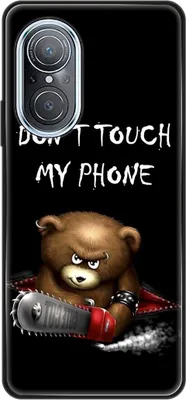 Produktbild von König Design Hülle kompatibel mit Huawei nova 9 SE Kunststoff Soft Handyhülle - Handy Case Dont Touch My Phone Bär Schwarz