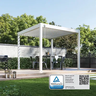 Produktbild von Classic Pavillon Terrassenüberdachung Aluminium 3 x 3 M weiß