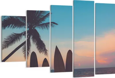 Produktbild von Bild auf Leinwand - Leinwandbild - Strand Meer Palme - 150x100cm - Wand Bild - Wanddeko - Leinwanddruck - Bilder - Kunstdruck - Wanddekoration - Leinwand bilder - Wandkunst - EG150x100-4080
