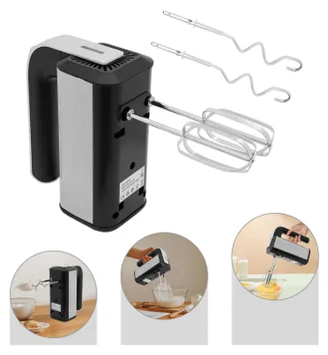 Obrázok produktu pre Ručný mixér z nehrdzavejúcej ocele s výkonom 800 W, s tyčovým mixérom a hnetacím hákom, 5 rýchlostí, ručný mixér