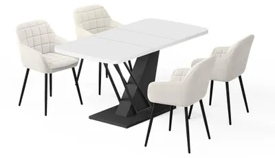 Imagen del producto de Set de mesa de comedor Vicco Fenaro Blanco/ 120 x 80 cm con 4 sillas de comedor, Model 62771