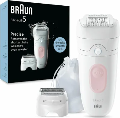 Obrázok produktu pre Braun Silk-épil 5 5-030, Ružová, Biela, 28 pinzety/pinziet, MicroGrip, 0,5 mm, Batérie, Zabudovaná batéria