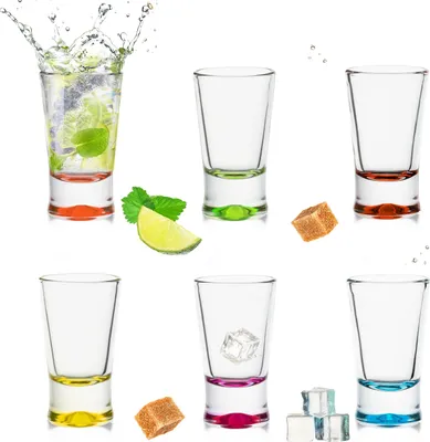Produktbild von PLATINUX Shotgläser Set 6 Teilig bunt Schnapsgläser 2,5cl Tequilagläser Wodkagläser Pinnchen aus Glas