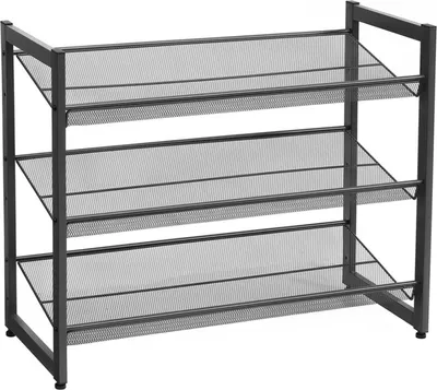 Produktbild von Schwarzes Schuhregal aus Metall, 3 Ebenen