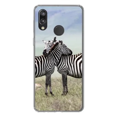 Produktbild von MuchoWow® Handyhülle Schutzhülle Hülle für Huawei P20 Lite (2020) Zebras - Gras - Schwarz - Weiß Silikon Softcase Handy Hülle - Kartenhalter