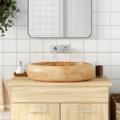 Immagine prodotto di vidaXL Lavabo da appoggio marrone ovale 59x40x15 cm in Vetroceramica