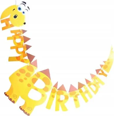 Produktbild von Dinosaurier Girlande Papier - Bunte Happy Birthday Deko für Kindergeburtstag & Mottoparty - Dino