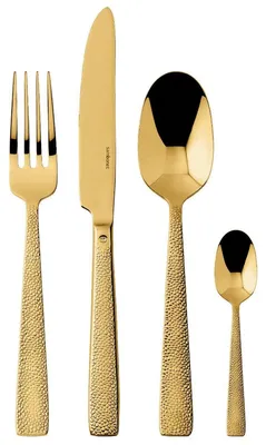Productafbeelding van Sambonet Siena bestekset, 24-delig, roestvrij staal/PVD goud. Artikelnummer: S0197-S00017-S0037, kleur: 52717G81