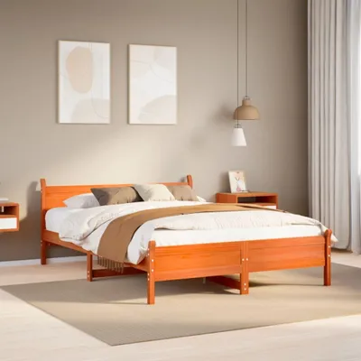 Obrázok produktu pre Maison Exclusive – masívna drevená posteľ bez matraca, voskovohnedá, 135 x 190 cm, borovicové drevo
