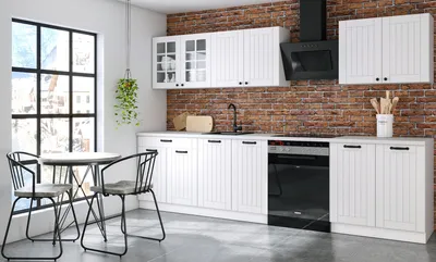 Produktbild von roe furniture Küchenzeile ohne Elektrogeräte - Modern Einbauküche 240 cm - Küche Komplett Lora - Küchenblock - Weiß Matt & Weiße Oberseite